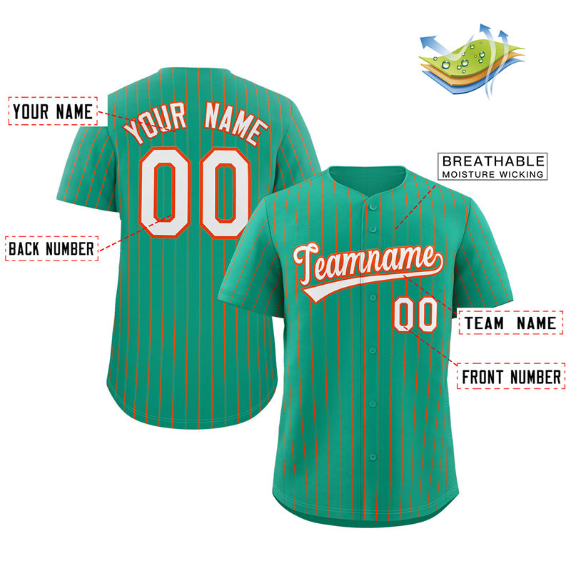 Custom Teal White-Orange Stripe Fashion Authentic Baseball Jersey Limited