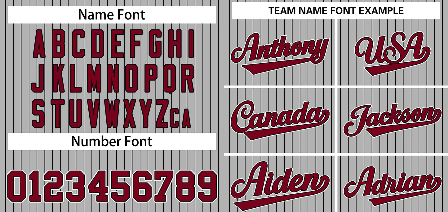 Custom Gray Crimson-White Stripe Fashion Authentic Baseball Jersey Limited