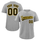 Custom Gray Black-Gold Stripe Fashion Authentic Baseball Jersey