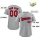 Custom Gray Red-Navy Stripe Fashion Authentic Baseball Jersey Limited