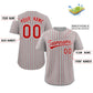 Custom Gray Red-White Stripe Fashion Authentic Baseball Jersey Limited