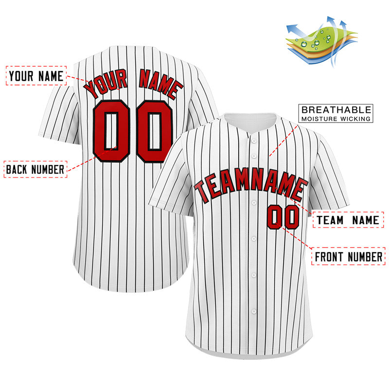 Custom White Red-Black Stripe Fashion Authentic Baseball Jersey Limited