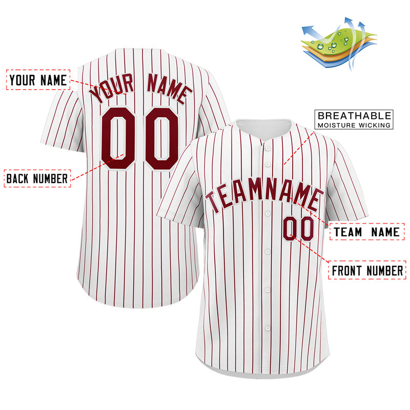 Custom White Crimson Stripe Fashion Authentic Baseball Jersey Limited