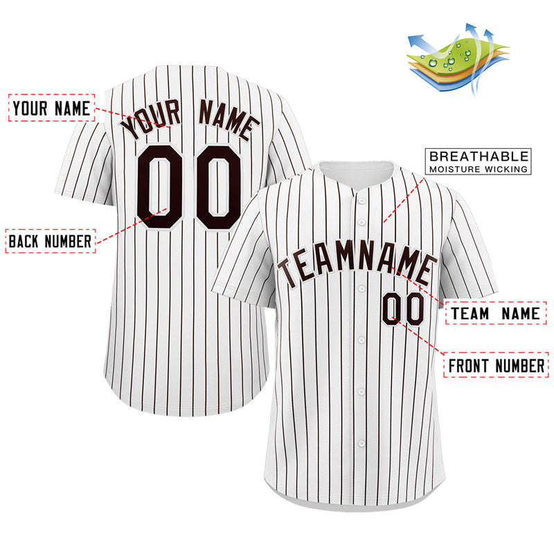 Custom White Brown Stripe Fashion Authentic Baseball Jersey Limited