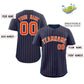 Custom Navy Orange-White Stripe Fashion Authentic Baseball Jersey Limited