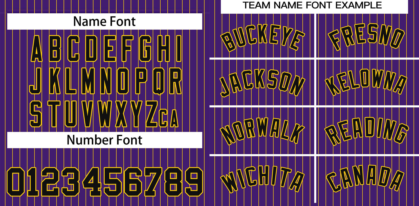 Custom Purple Black-Gold Stripe Fashion Authentic Baseball Jersey Limited