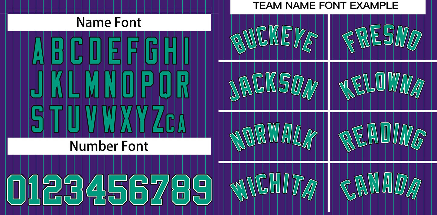 Custom Purple Aqua-Black Stripe Fashion Authentic Baseball Jersey Limited