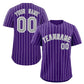 Custom Purple Gray-White Stripe Fashion Authentic Baseball Jersey