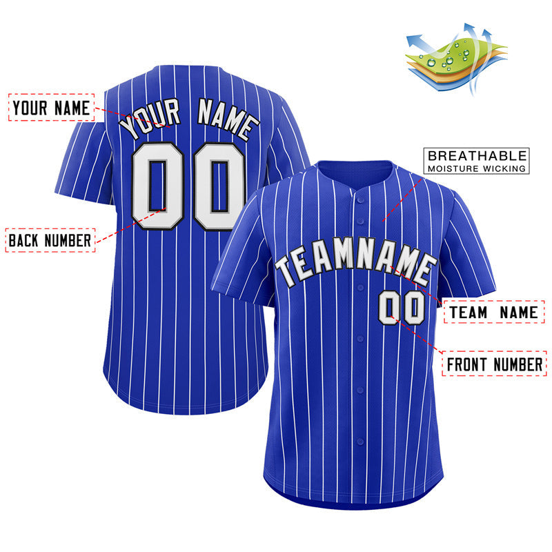 Custom Royal White-Navy Stripe Fashion Authentic Baseball Jersey Limited