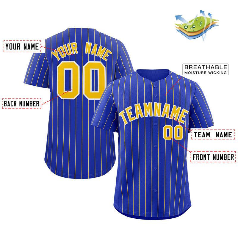 Custom Royal Gold-White Stripe Fashion Authentic Baseball Jersey Limited