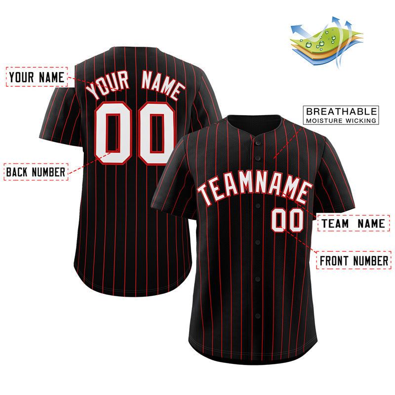 Custom Black White-Red Stripe Fashion Authentic Baseball Jersey Limited