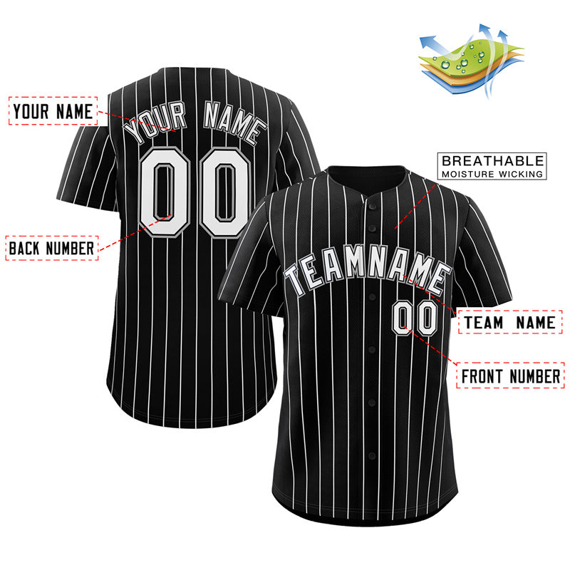 Custom Black White-Gray Stripe Fashion Authentic Baseball Jersey Limited