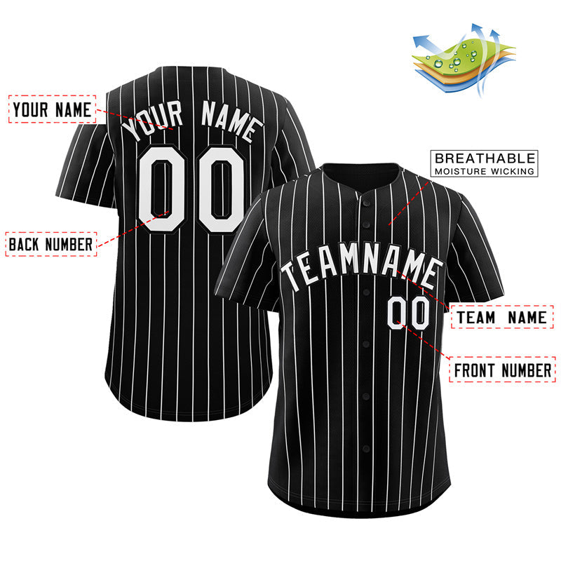 Custom Black White Stripe Fashion Authentic Baseball Jersey Limited