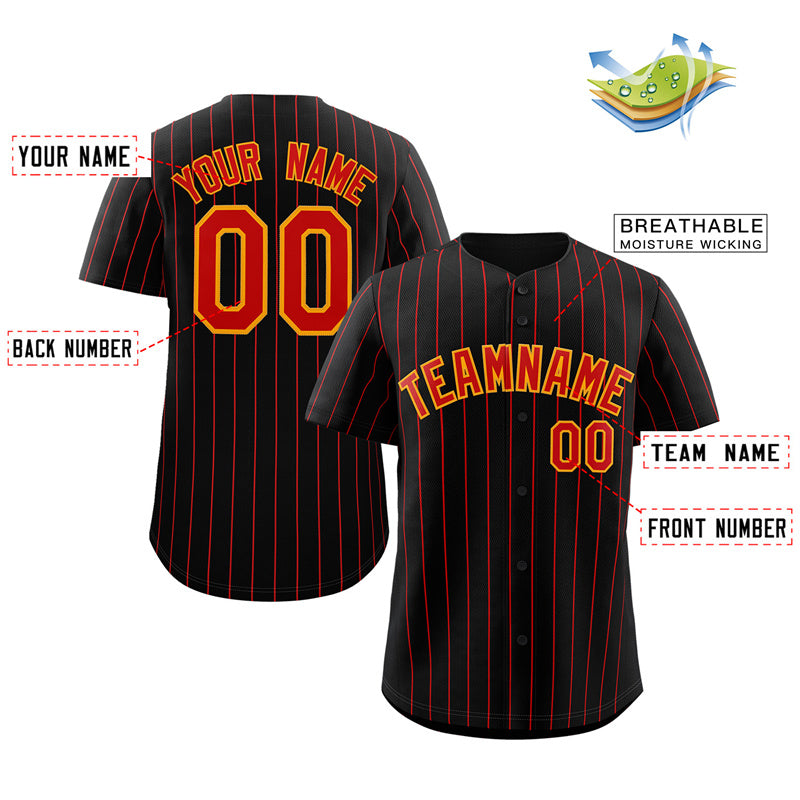 Custom Black Red-Orange Stripe Fashion Authentic Baseball Jersey Limited