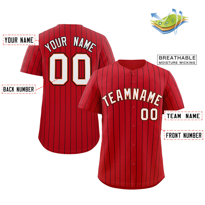 Custom Red White-Black Stripe Fashion Authentic Baseball Jersey Limited