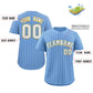 Custom Light Blue White-Gold Stripe Fashion Authentic Baseball Jersey Limited