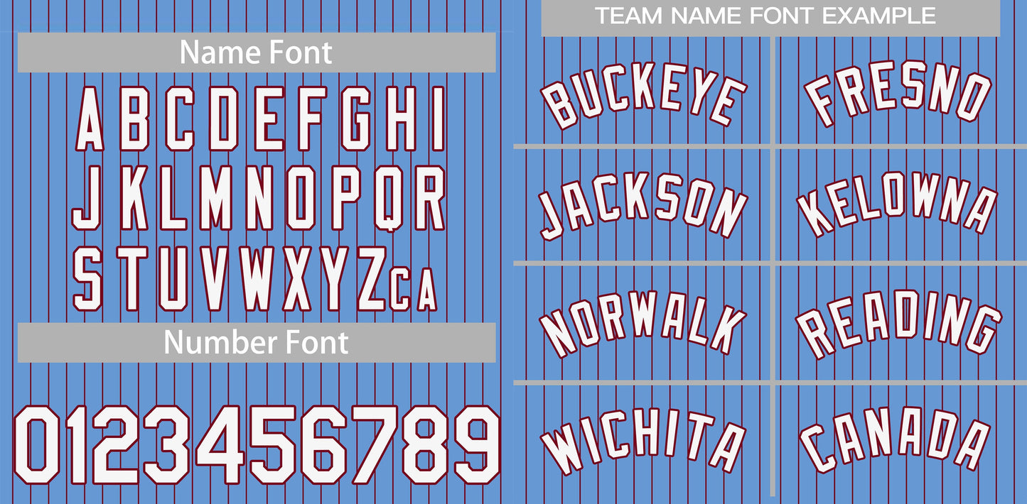 Custom Light Blue White-Crimson Stripe Fashion Authentic Baseball Jersey Limited