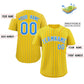 Custom Gold Powder Blue-White Stripe Fashion Authentic Baseball Jersey Limited