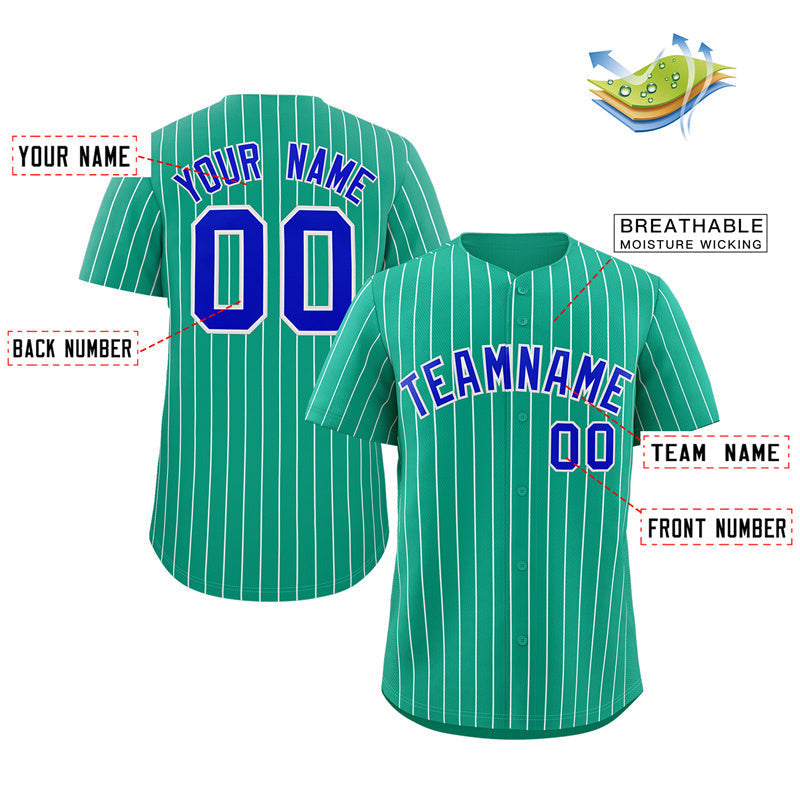 Custom Teal Royal-White Stripe Fashion Authentic Baseball Jersey Limited
