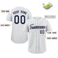 Custom White Navy Stripe Fashion Authentic Baseball Jersey Limited