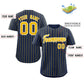 Custom Navy Gold-White Stripe Fashion Authentic Baseball Jersey Limited