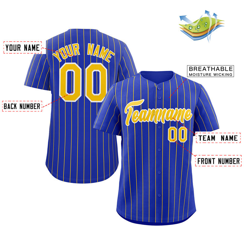 Custom Royal Gold-White Stripe Fashion Authentic Baseball Jersey Limited