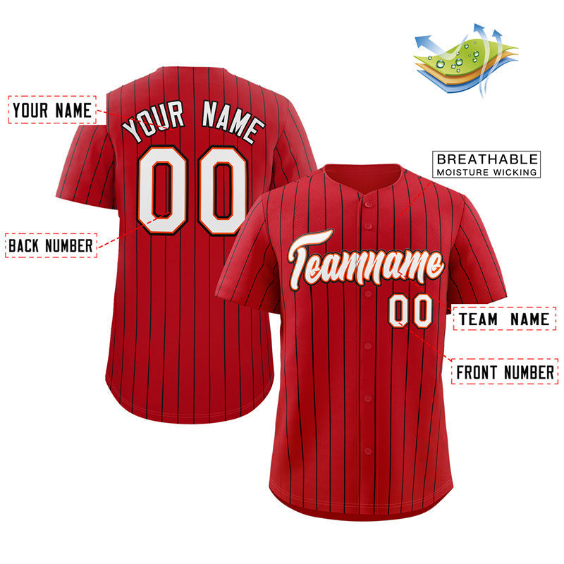 Custom Red White-Black Stripe Fashion Authentic Baseball Jersey Limited