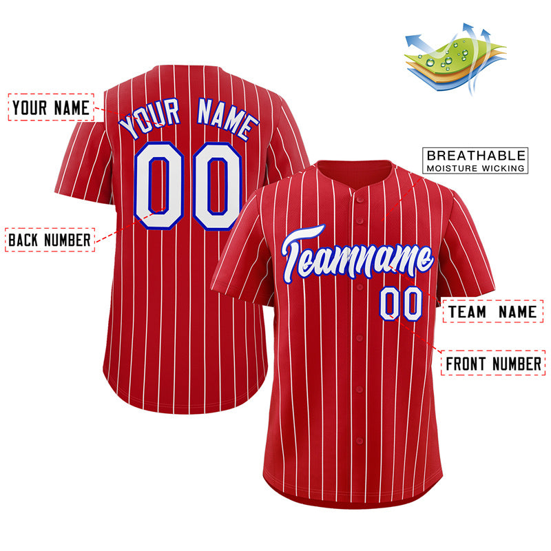Custom Red White-Royal Stripe Fashion Authentic Baseball Jersey Limited