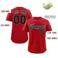 Custom Red Black-White Stripe Fashion Authentic Baseball Jersey Limited