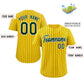Custom Gold Green-White Stripe Fashion Authentic Baseball Jersey Limited