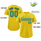 Custom Gold Aqua-Black Stripe Fashion Authentic Baseball Jersey Limited