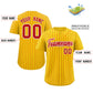 Custom Gold Red-White Stripe Fashion Authentic Baseball Jersey Limited