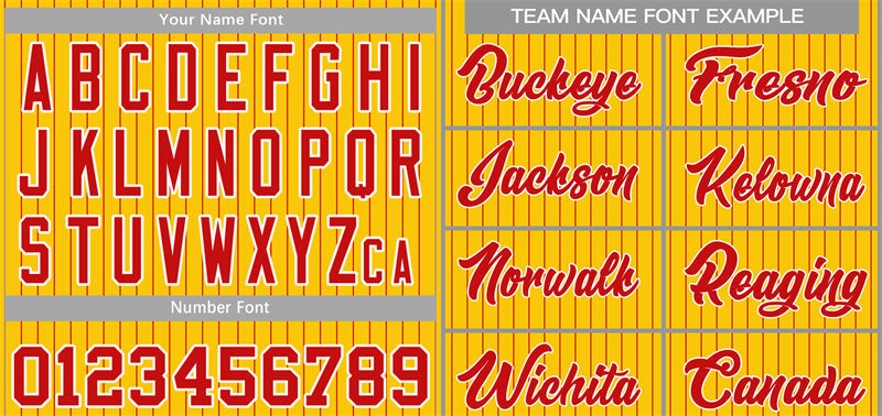 Custom Gold Red-White Stripe Fashion Authentic Baseball Jersey Limited