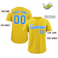 Custom Gold Light Blue-White Stripe Fashion Authentic Baseball Jersey Limited