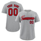 Custom Gray Red-Navy Stripe Fashion Authentic Baseball Jersey
