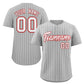 Custom Gray White-Red Stripe Fashion Authentic Baseball Jersey