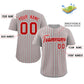 Custom Gray Red-White Stripe Fashion Authentic Baseball Jersey Limited