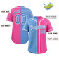 Custom Pink Light Blue-Gray Split Fashion Authentic Baseball Jersey Limited