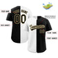 Custom Black White-Khaki Split Fashion Authentic Baseball Jersey Limited