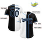 Custom Black White-Light Blue Split Fashion Authentic Baseball Jersey Limited
