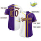 Custom Purple White-Yellow Split Fashion Authentic Baseball Jersey Limited