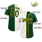 Custom Green White-Gold Split Fashion Authentic Baseball Jersey Limited