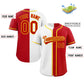 Custom Red White-Orange Split Fashion Authentic Baseball Jersey Limited