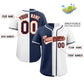 Custom White Navy-Orange Split Fashion Authentic Baseball Jersey Limited