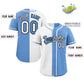 Custom Light Blue White-Navy Hook Split Fashion Authentic Baseball Jersey Limited