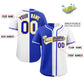 Custom White Royal-Gold Hook Split Fashion Authentic Baseball Jersey Limited