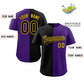 Custom Purple Black-Yellow Split Fashion Authentic Baseball Jersey Limited