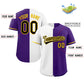Custom Purple White-Black Split Fashion Authentic Baseball Jersey Limited