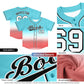 Custom Aqua Light Red Black-White Gradient Fashion Authentic Baseball Jersey Limited