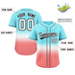 Custom Aqua Light Red Black-White Gradient Fashion Authentic Baseball Jersey Limited